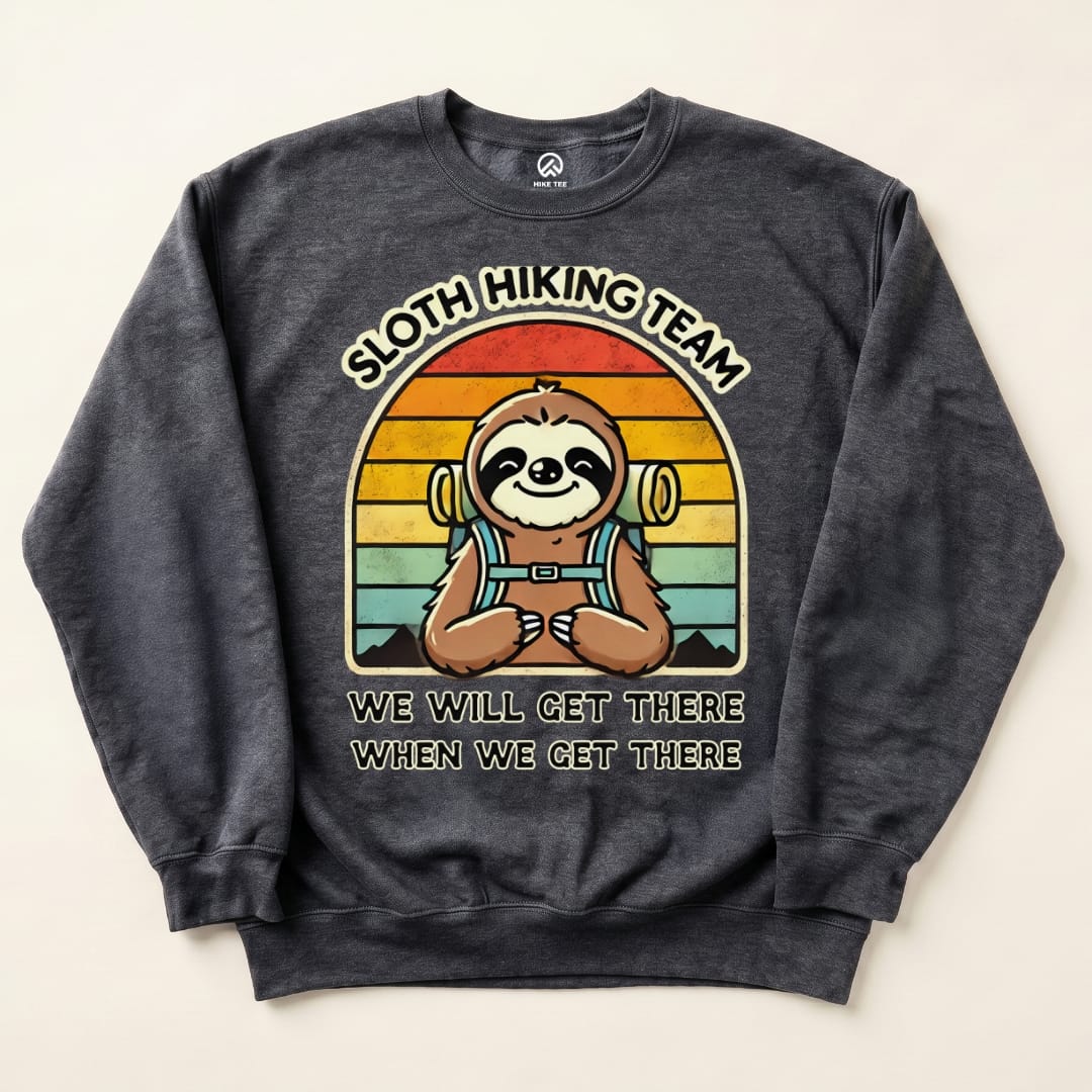SLOTH Hiking Team Sweatshirt Hike Tee Sweatshirt Dark Heather / S