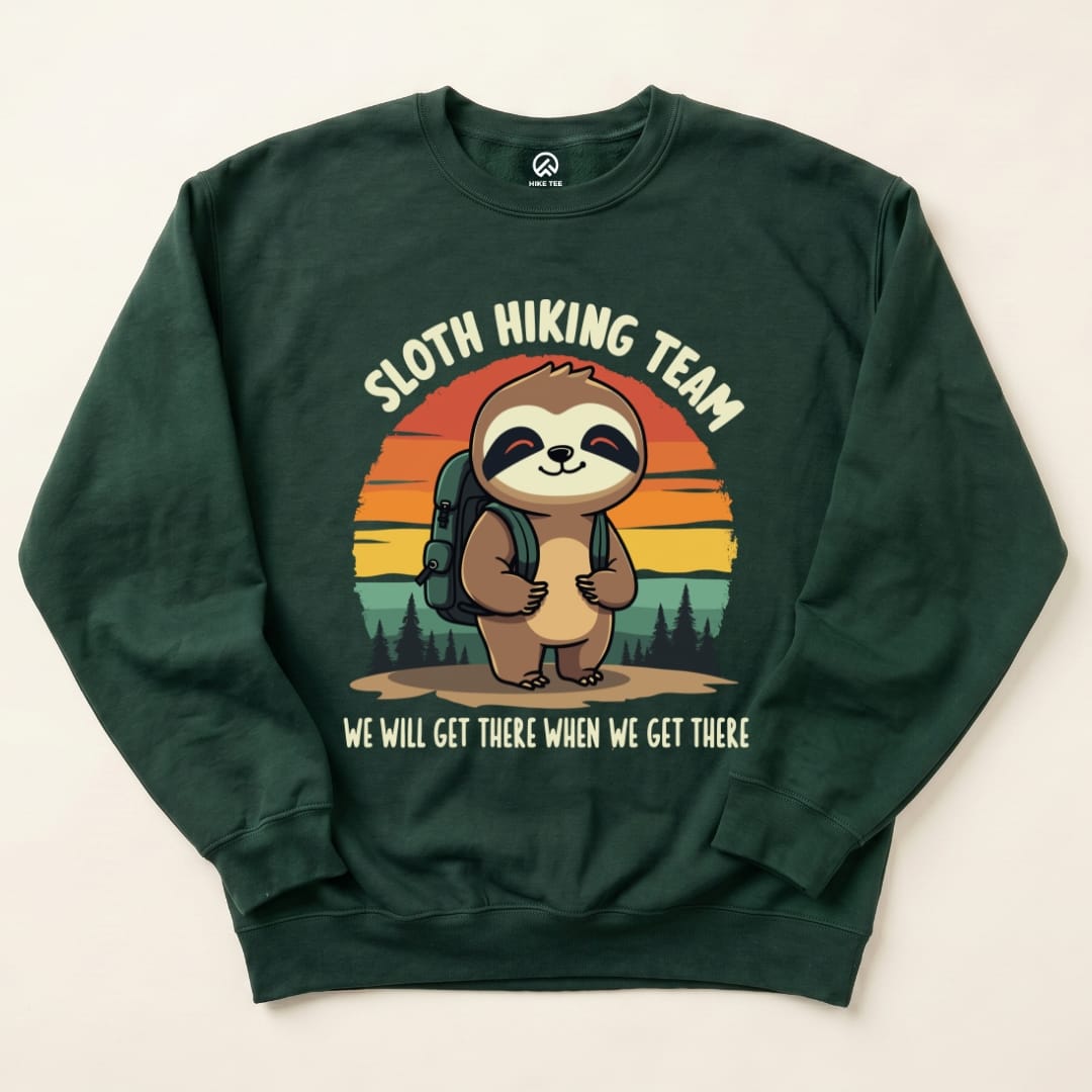 Sloth Hiking Team Sweatshirt Printify Sweatshirt Forest / S