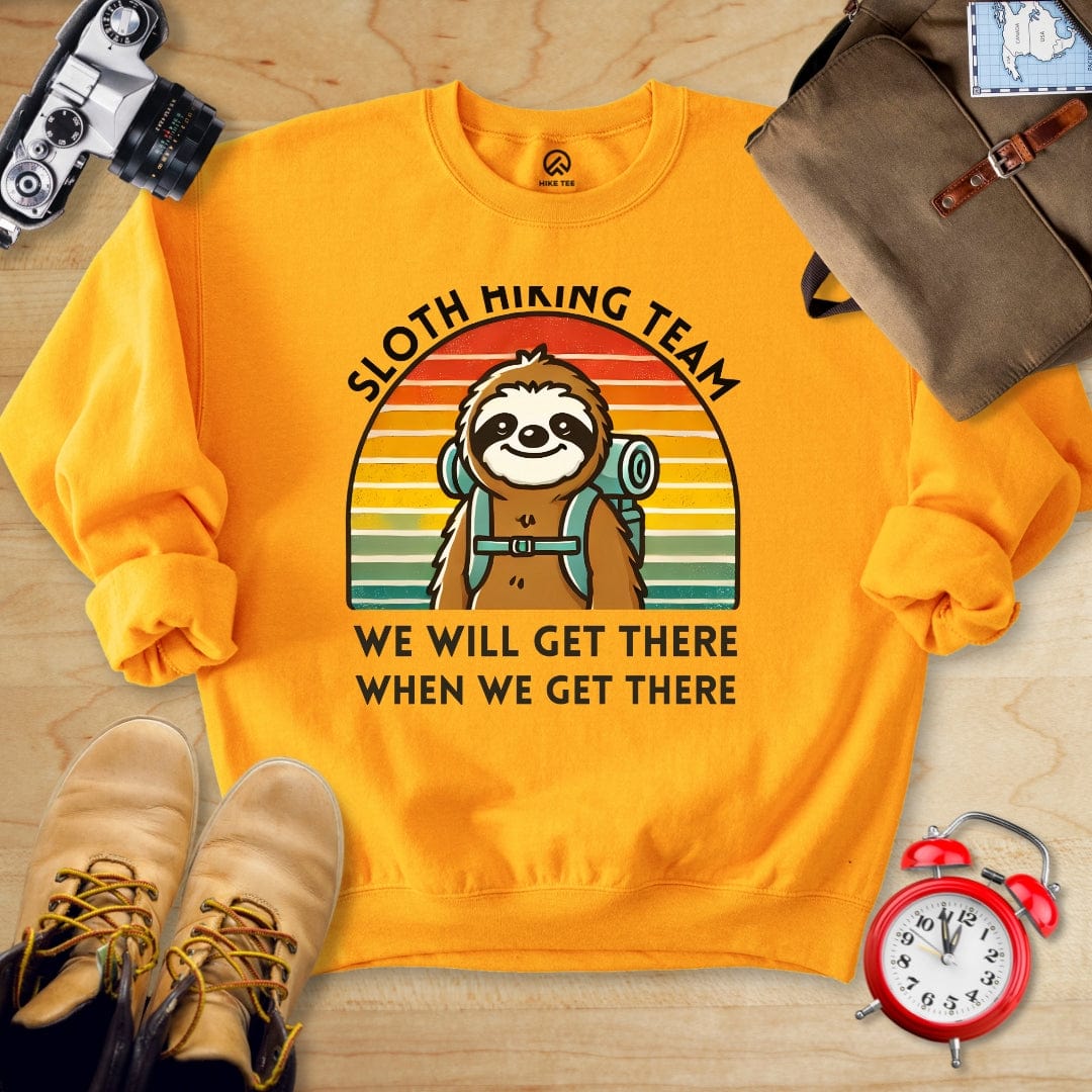 Hike Tee Sweatshirt Gold / S Sloth hiking team Sweatshirt