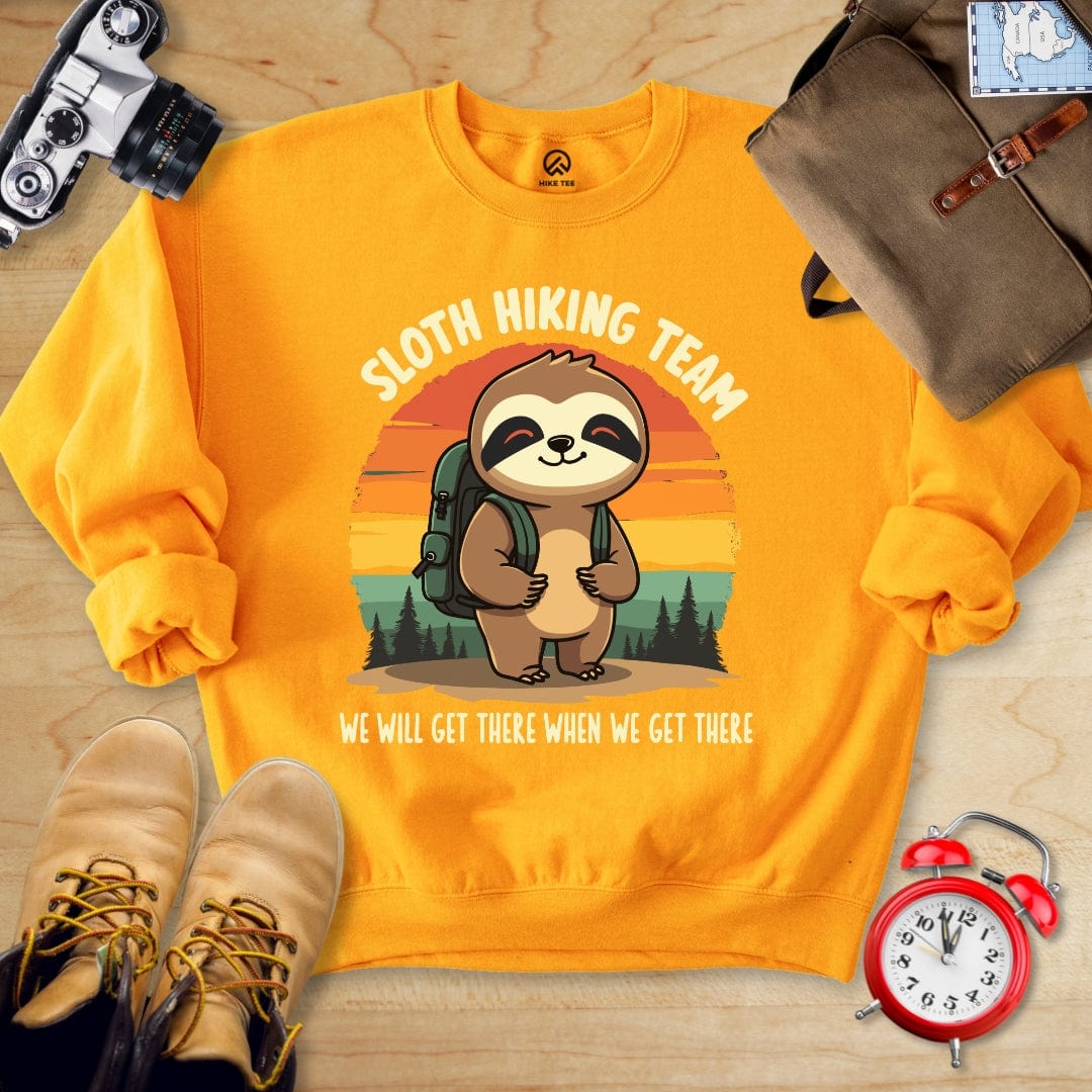 Printify Sweatshirt Gold / S Sloth Hiking Team Sweatshirt
