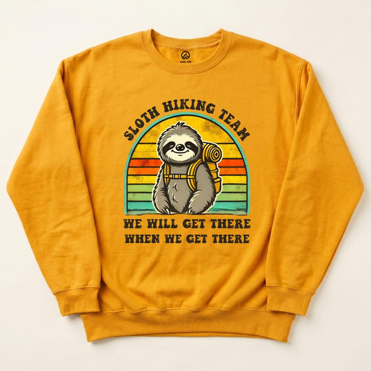 Sloth Hiking team Sweatshirt Hike Tee Sweatshirt Gold / S