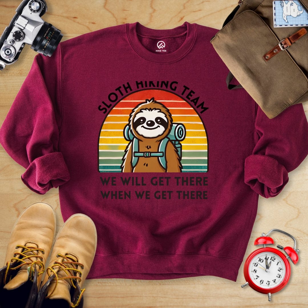 Hike Tee Sweatshirt Maroon / S Sloth hiking team Sweatshirt
