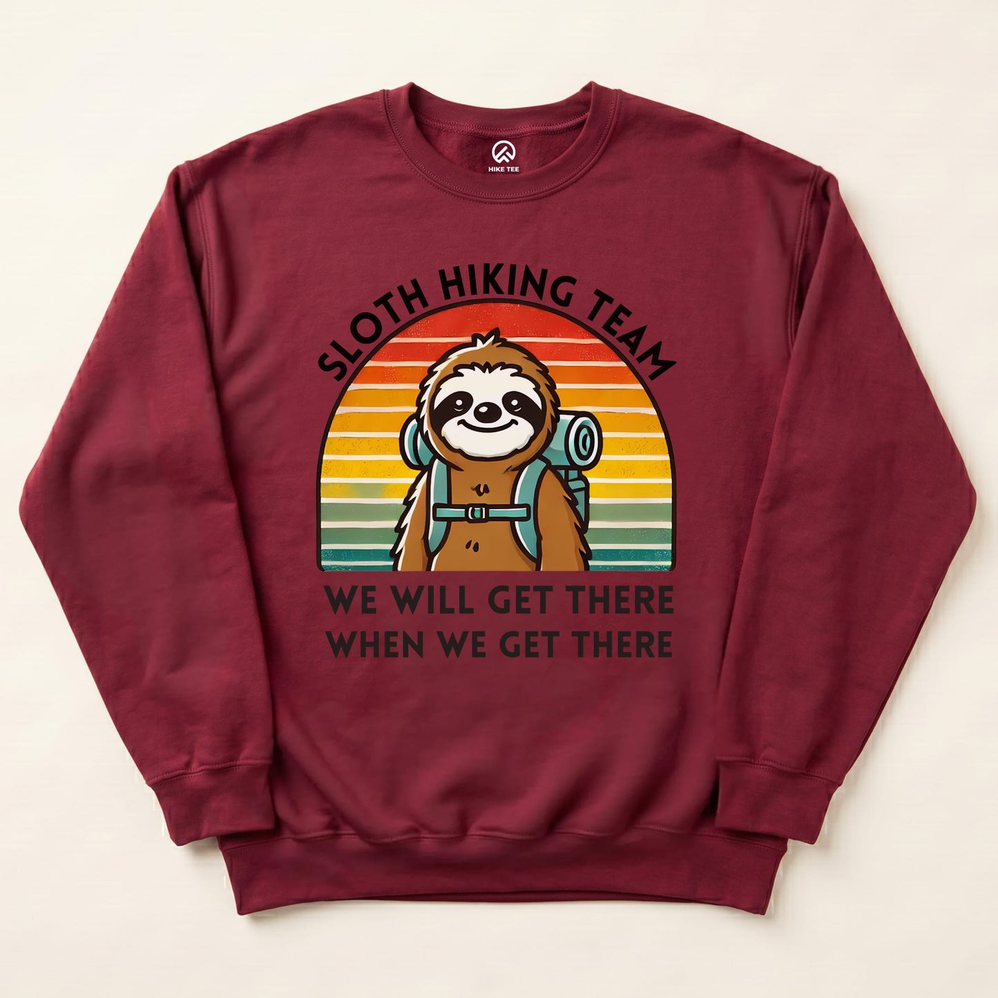 Sloth hiking team Sweatshirt Hike Tee Sweatshirt Maroon / S