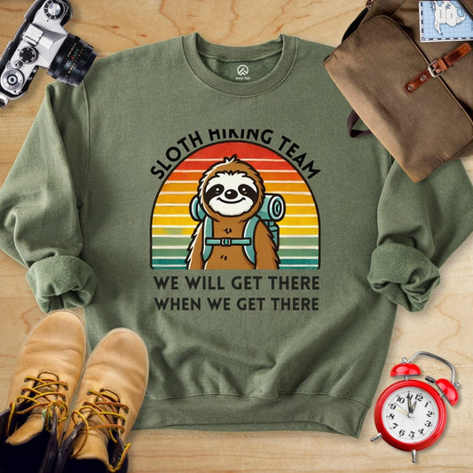 Hike Tee Sweatshirt Military Green / S Sloth hiking team Sweatshirt