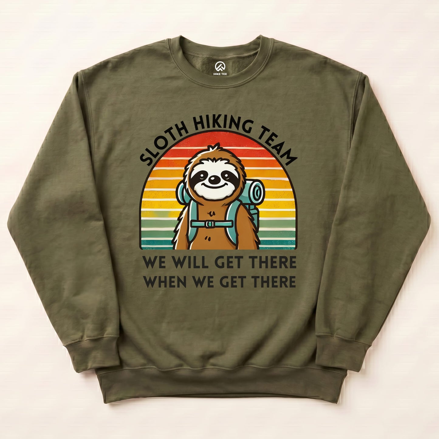 Sloth hiking team Sweatshirt Hike Tee Sweatshirt Military Green / S