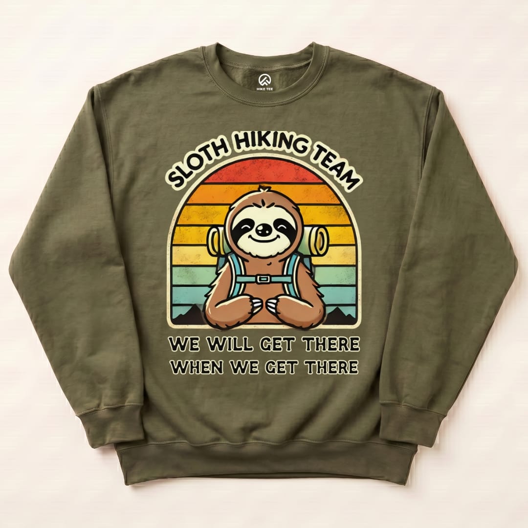 SLOTH Hiking Team Sweatshirt Hike Tee Sweatshirt Military Green / S