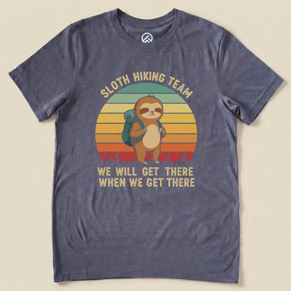 Hike Tee T-Shirt Heather Navy / S Sloth Hiking Team We Will Get There Shirt