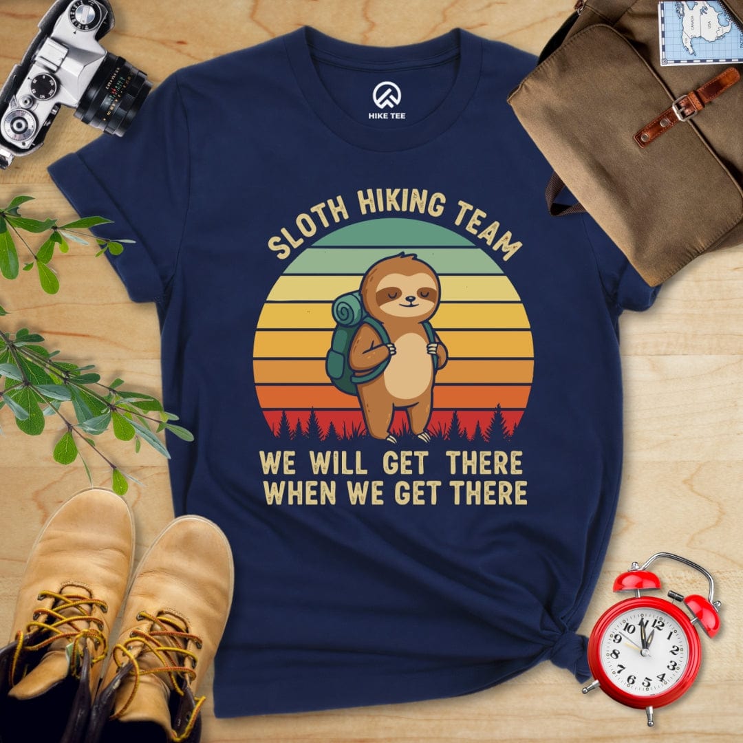Hike Tee T-Shirt Navy / S Sloth Hiking Team We Will Get There Shirt