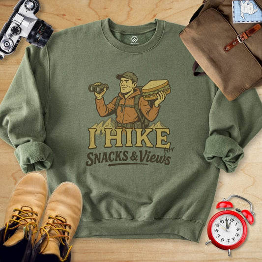 Hike Tee Sweatshirt S / Military Green Snack and Views Sweatshirt