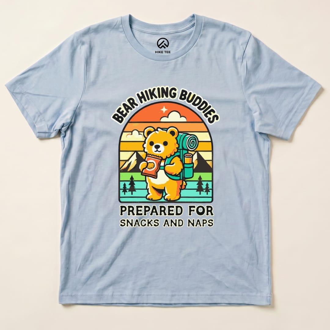 Hike Tee T-Shirt Baby Blue / S Snacks and Naps Hiking Bear Shirt