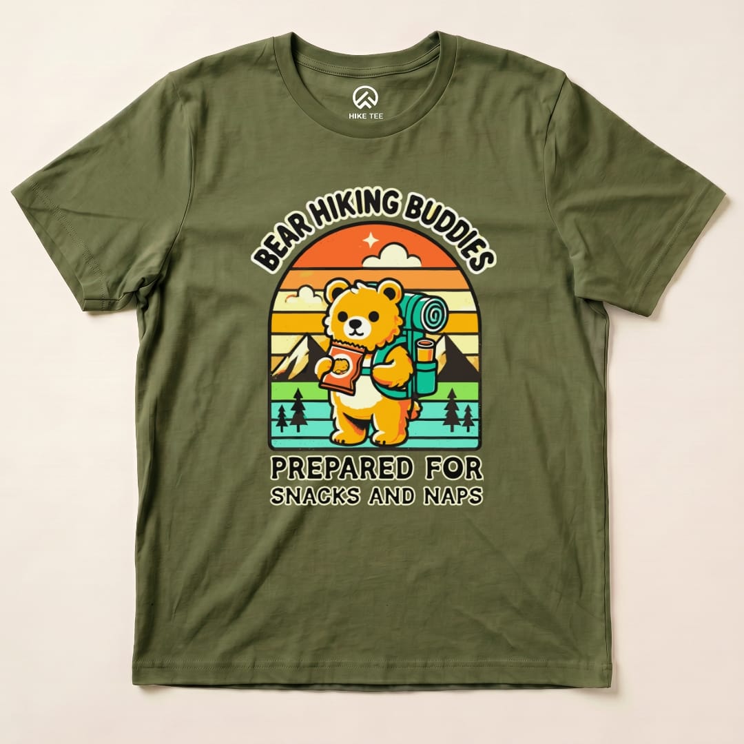 Hike Tee T-Shirt Military Green / S Snacks and Naps Hiking Bear Shirt