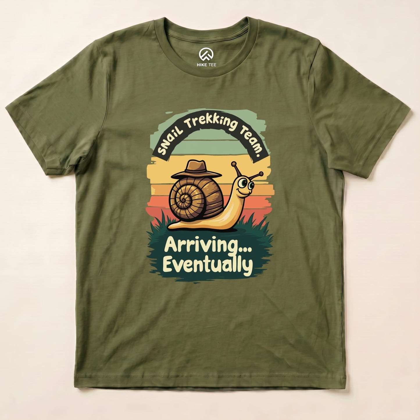 Snail Trekking Shirt Hike Tee T-Shirt Military Green / S