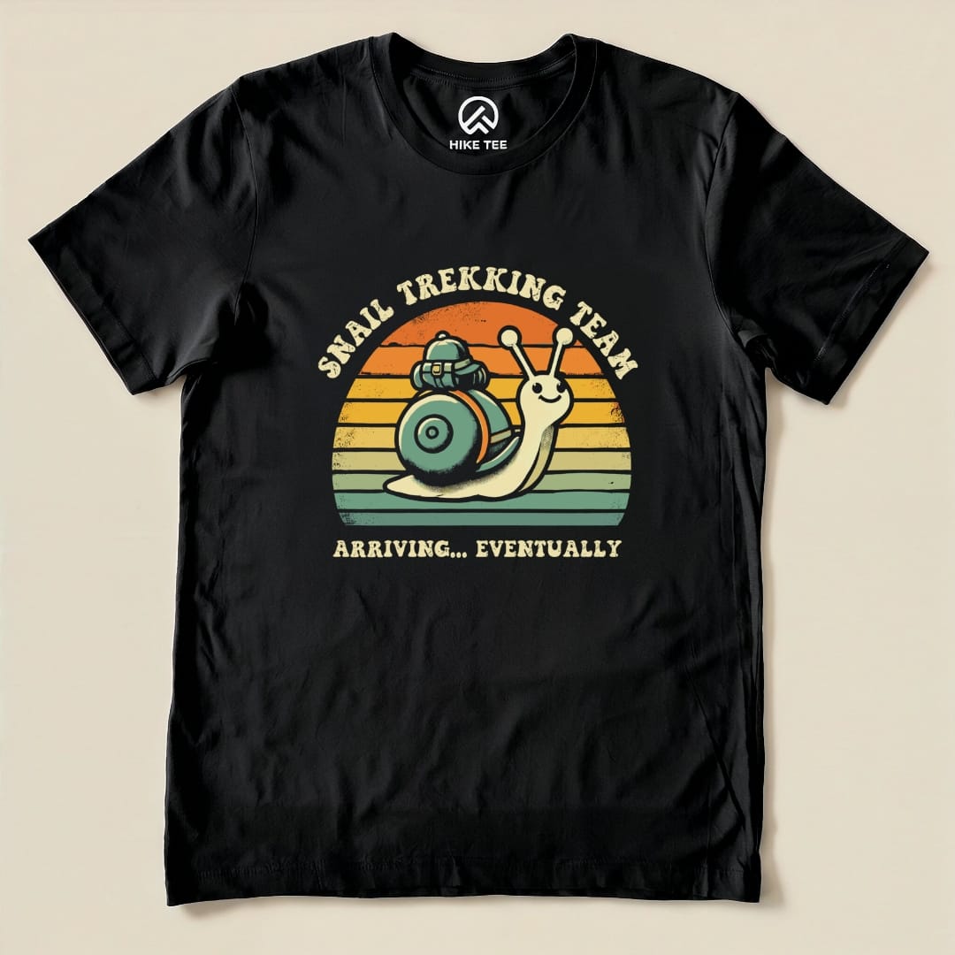 Snail Trekking Team Retro Shirt Hike Tee T-Shirt Black / S