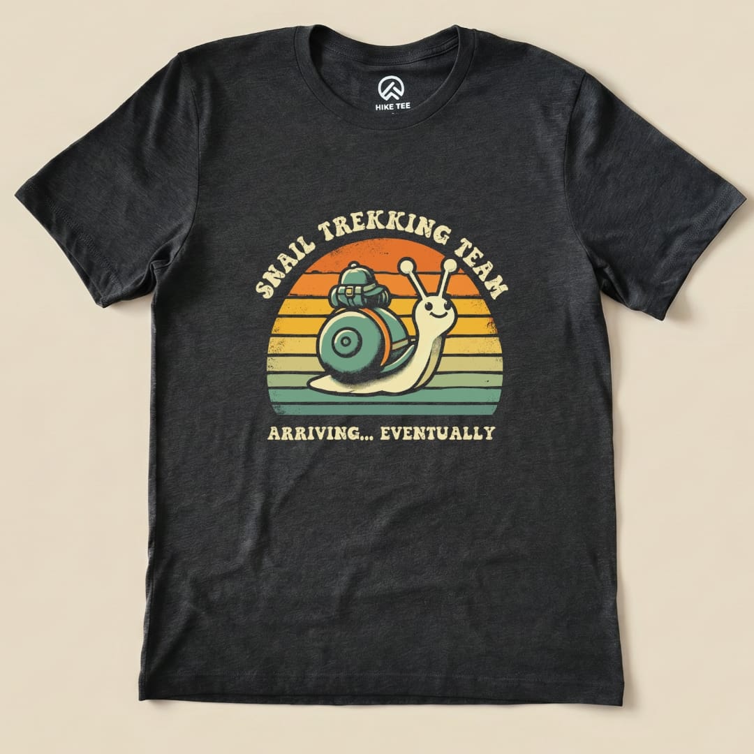 Snail Trekking Team Retro Shirt Hike Tee T-Shirt Dark Grey Heather / S
