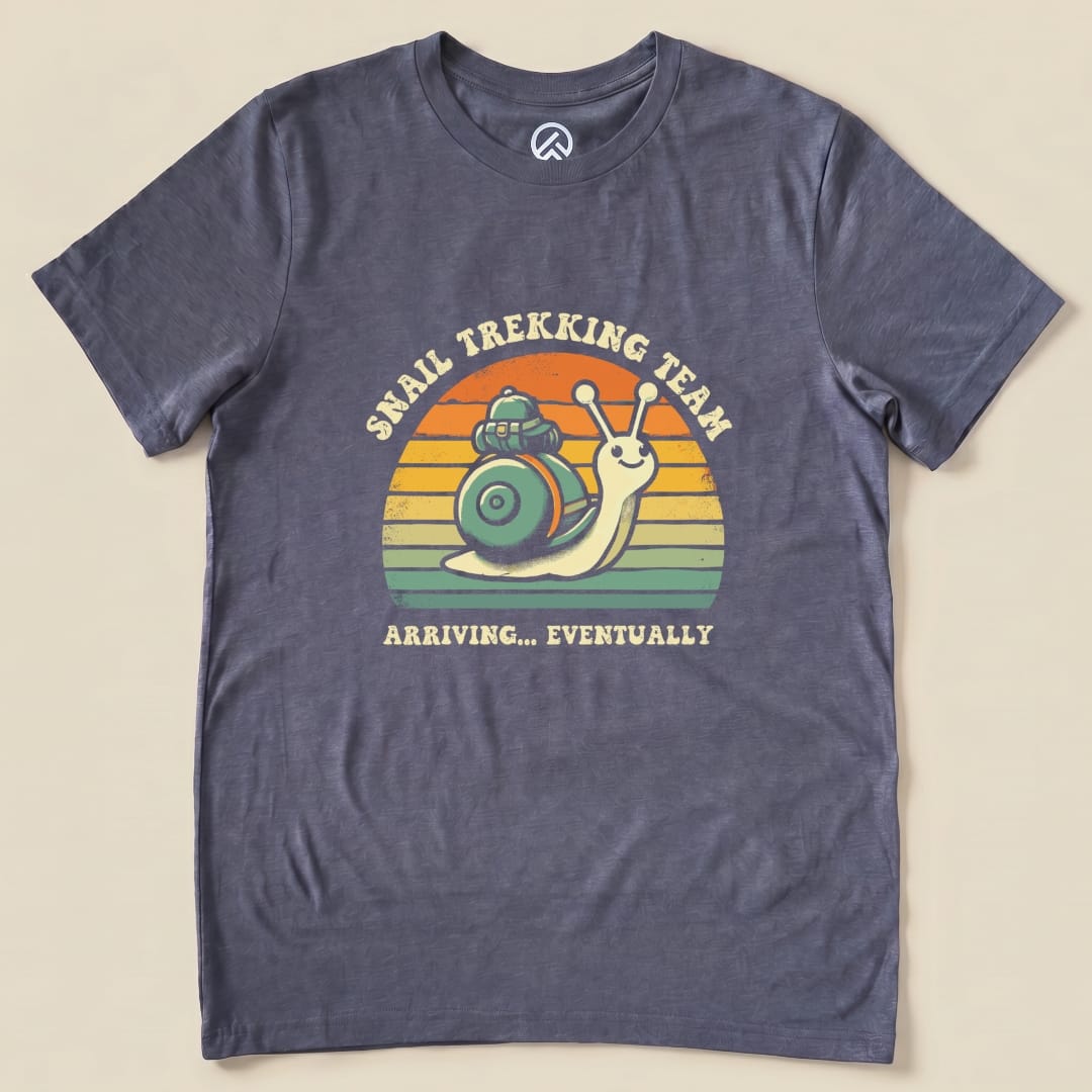 Snail Trekking Team Retro Shirt Hike Tee T-Shirt Heather Navy / S