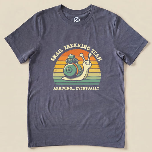 Snail Trekking Team Retro Shirt Hike Tee T-Shirt Heather Navy / S