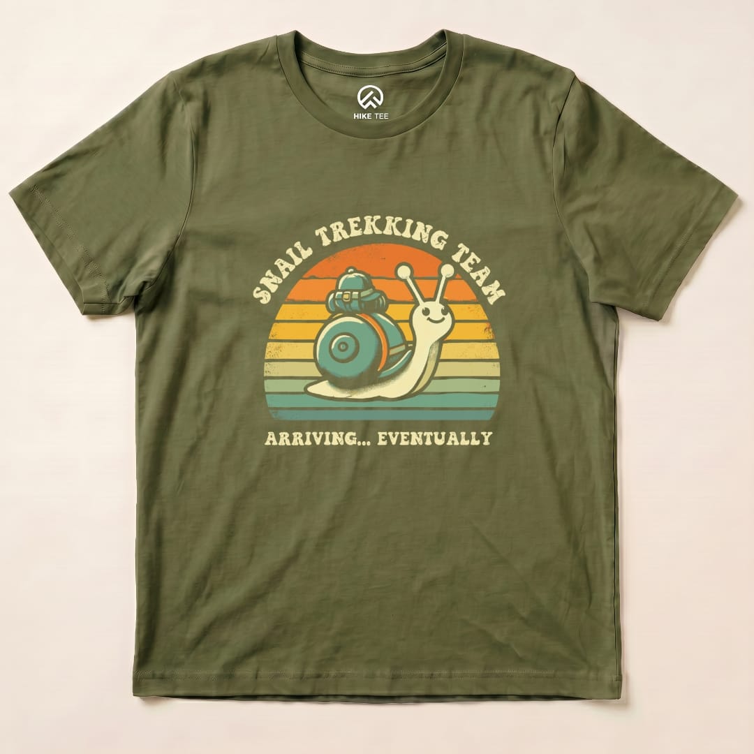 Snail Trekking Team Retro Shirt Hike Tee T-Shirt Military Green / S
