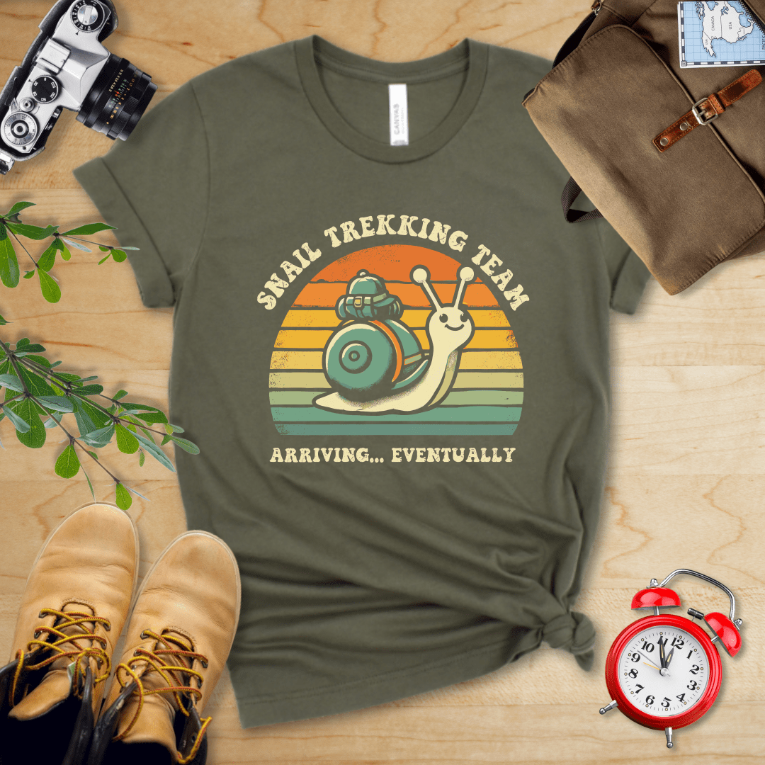 Printify T-Shirt Military Green / S Snail Trekking Team Shirt