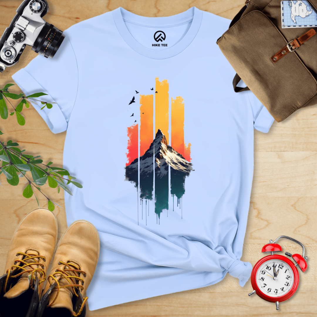 Hike Tee T-Shirt Baby Blue / S Snow Mountain Sunset Shirt