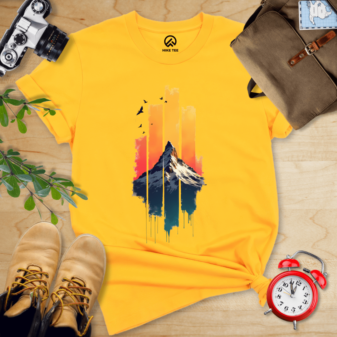 Hike Tee T-Shirt Gold / S Snow Mountain Sunset Shirt