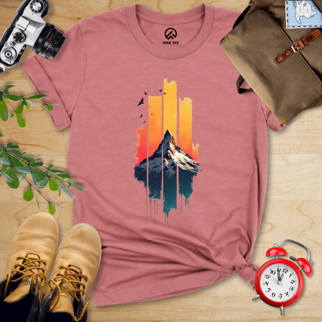 Hike Tee T-Shirt Heather Mauve / S Snow Mountain Sunset Shirt