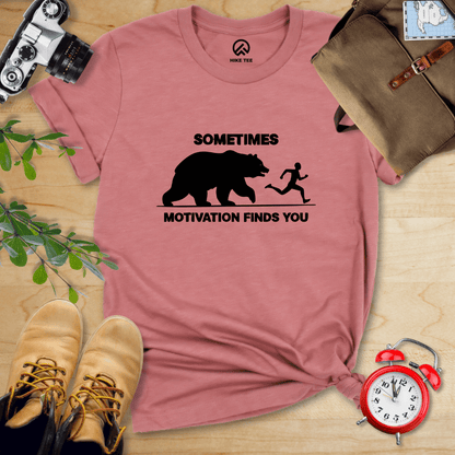 Hike Tee T-Shirt Heather Mauve / S Sometimes Motivation Finds You Shirt