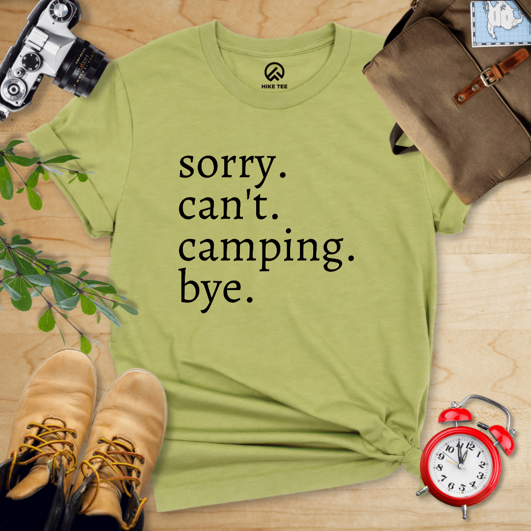 Hike Tee T-Shirt Heather Green / S Sorry Can't Camping Bye Shirt
