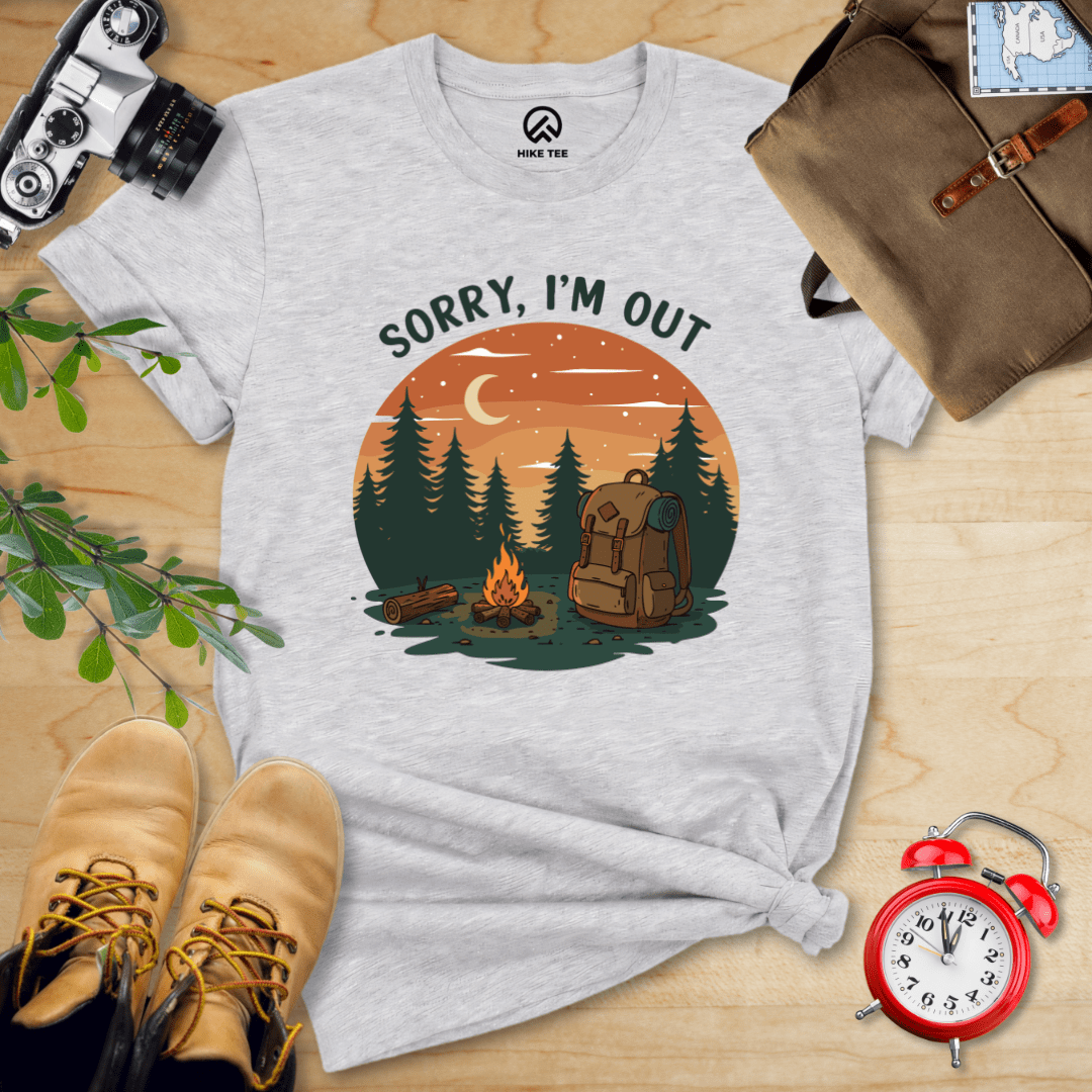 Hike Tee T-Shirt Athletic Heather / S Sorry, I'm Out Camping Shirt