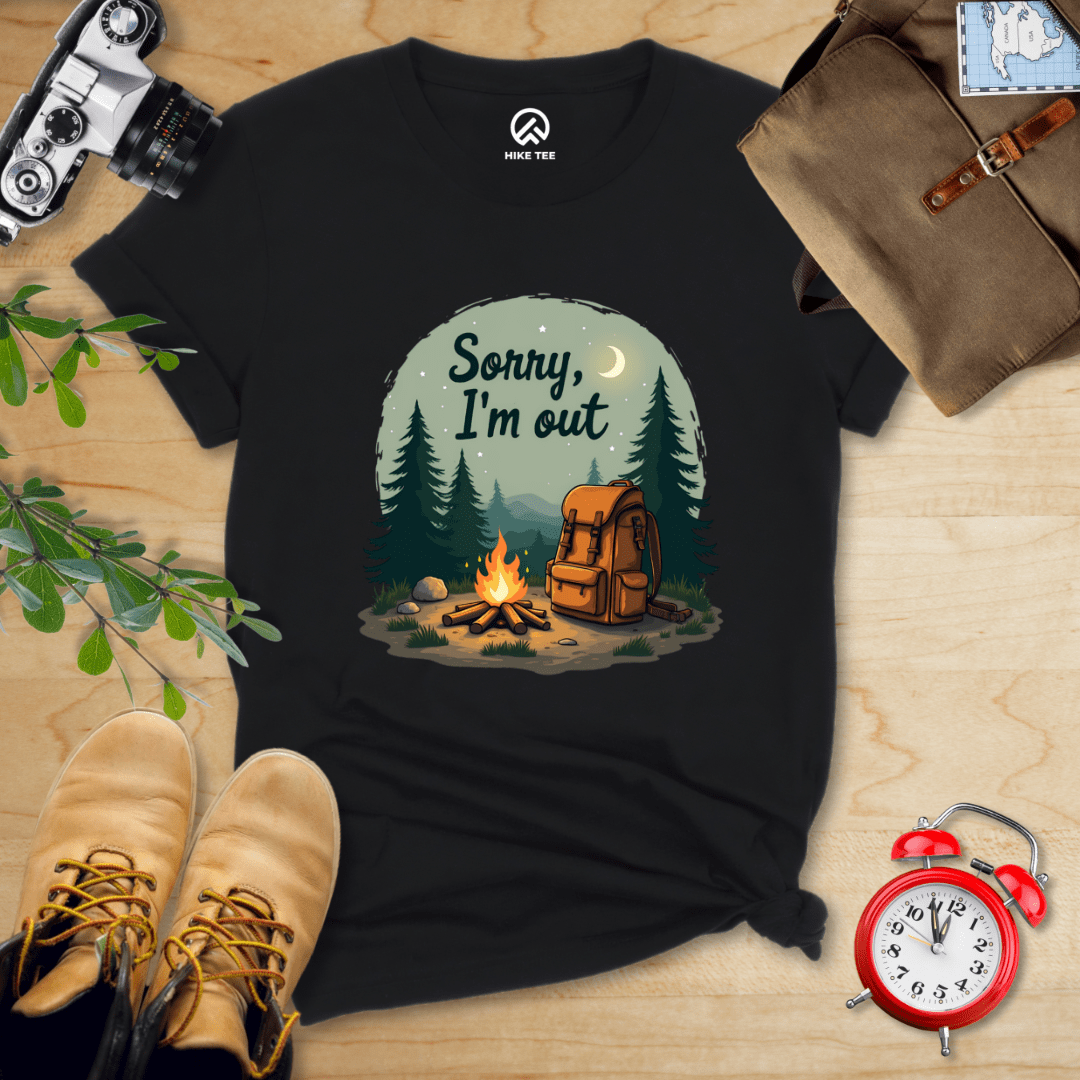 Hike Tee T-Shirt Black / S Sorry, I'm Out Camping Shirt