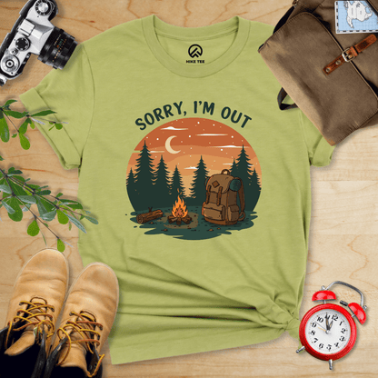 Hike Tee T-Shirt Heather Green / S Sorry, I'm Out Camping Shirt
