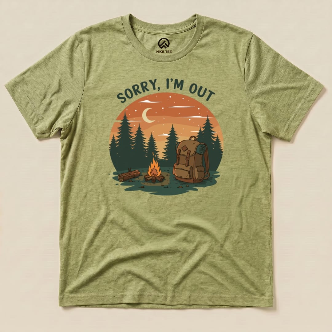 Sorry, I'm Out Camping Shirt Hike Tee T-Shirt Heather Green / S