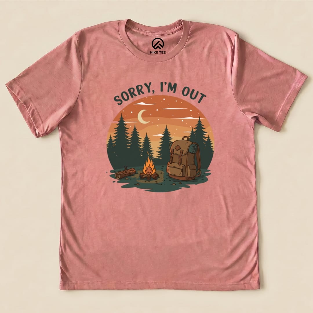 Sorry, I'm Out Camping Shirt Hike Tee T-Shirt Heather Mauve / S