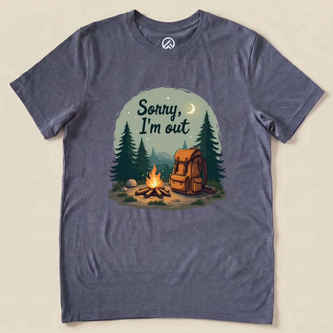 Sorry, I'm Out Camping Shirt Hike Tee T-Shirt Heather Navy / S
