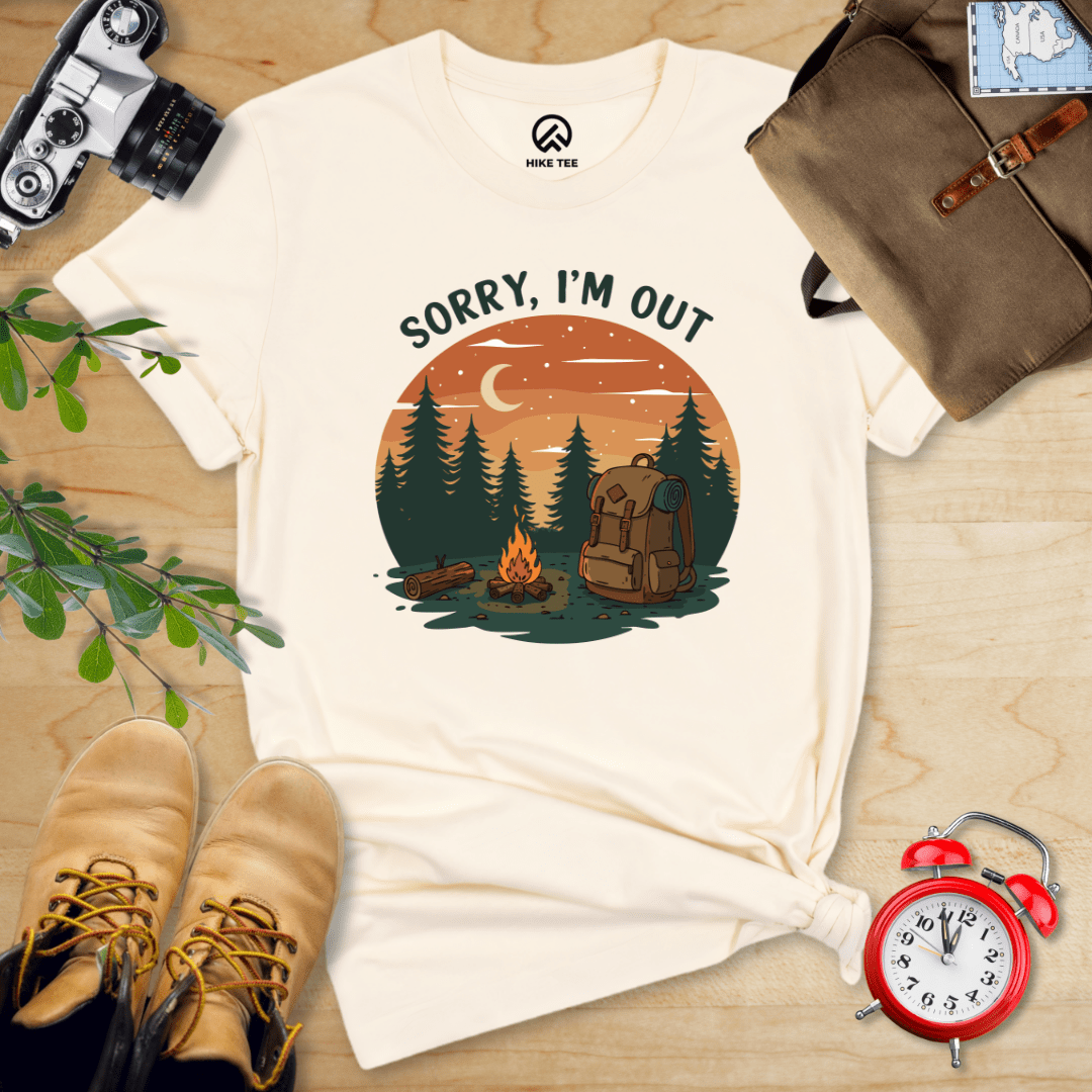 Hike Tee T-Shirt Natural / S Sorry, I'm Out Camping Shirt