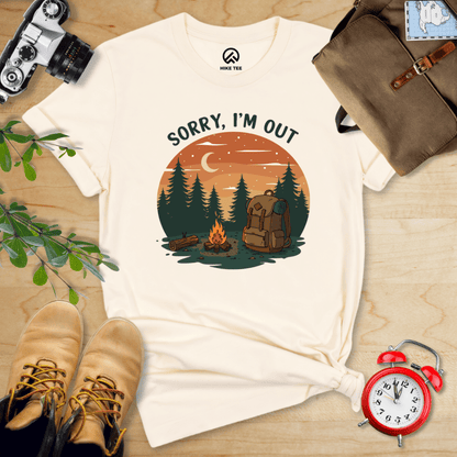 Hike Tee T-Shirt Natural / S Sorry, I'm Out Camping Shirt