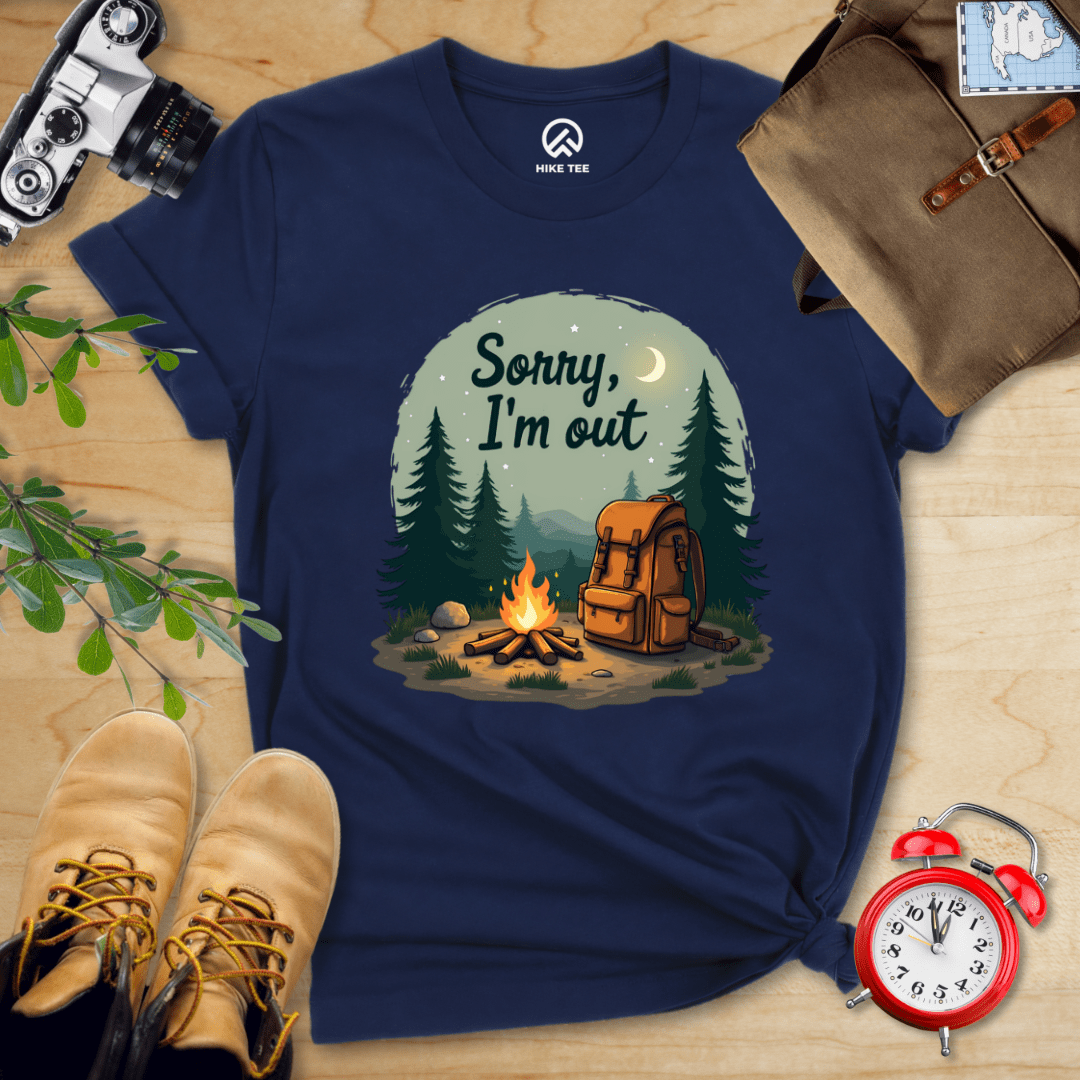 Hike Tee T-Shirt Navy / S Sorry, I'm Out Camping Shirt