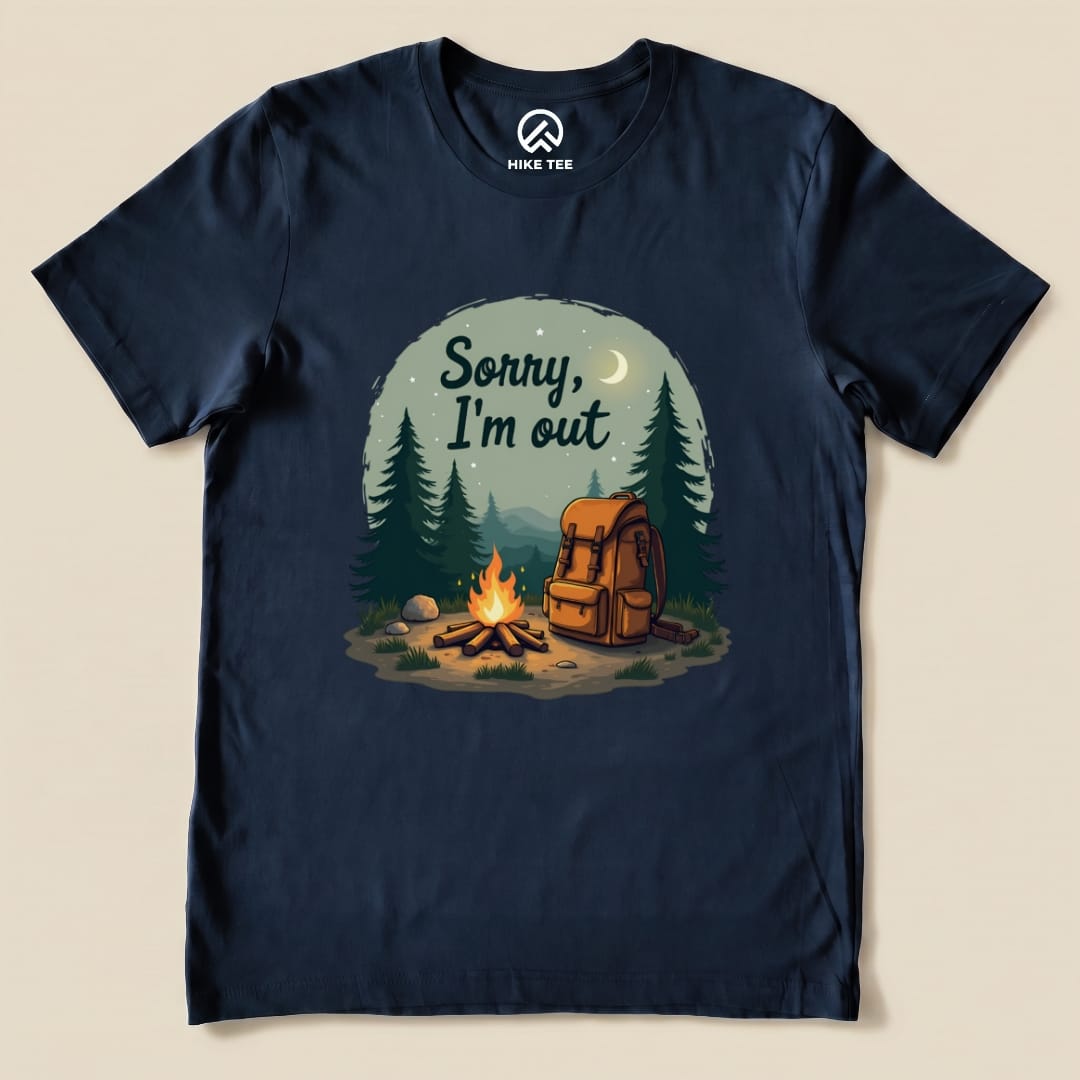 Sorry, I'm Out Camping Shirt Hike Tee T-Shirt Navy / S