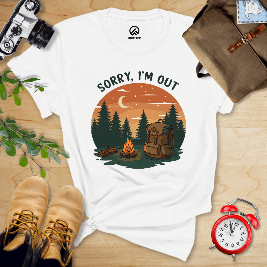 Hike Tee T-Shirt White / S Sorry, I'm Out Camping Shirt