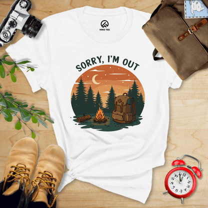 Hike Tee T-Shirt White / S Sorry, I'm Out Camping Shirt