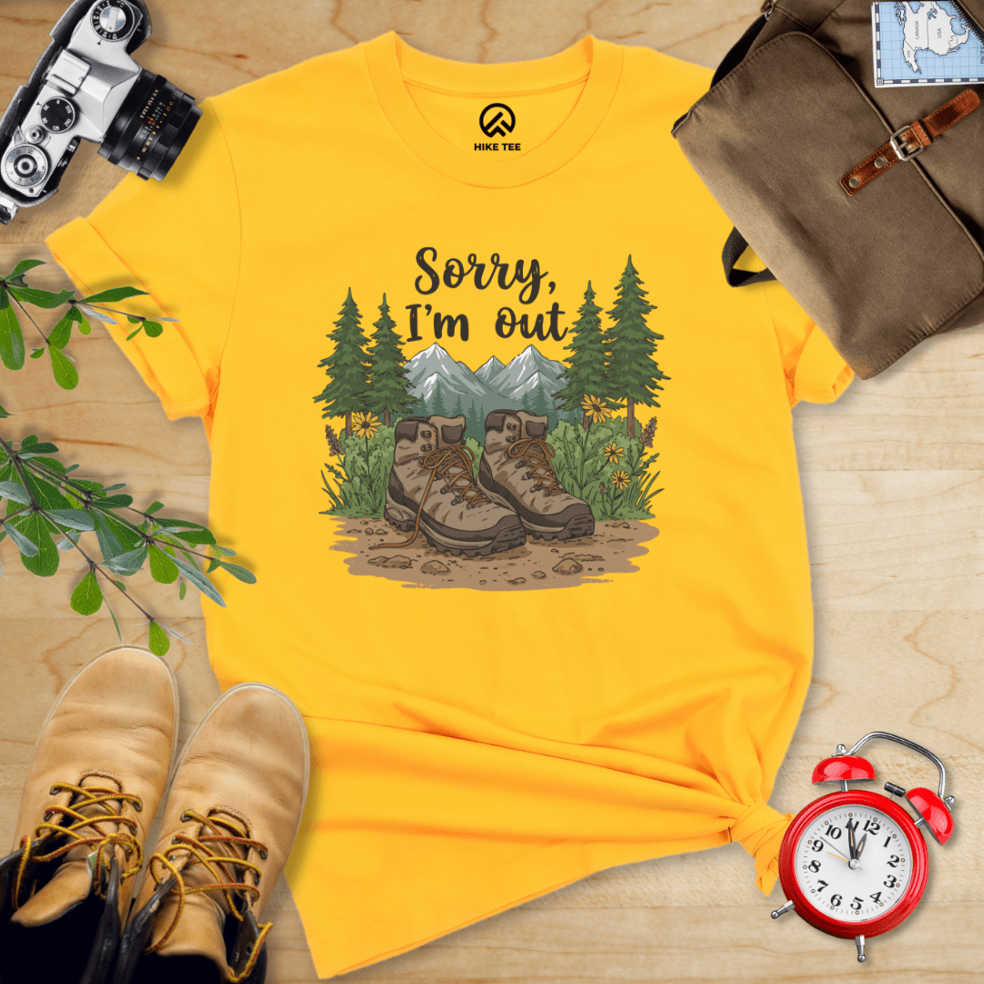 Hike Tee T-Shirt Gold / S Sorry, I'm Out Hiking Shirt