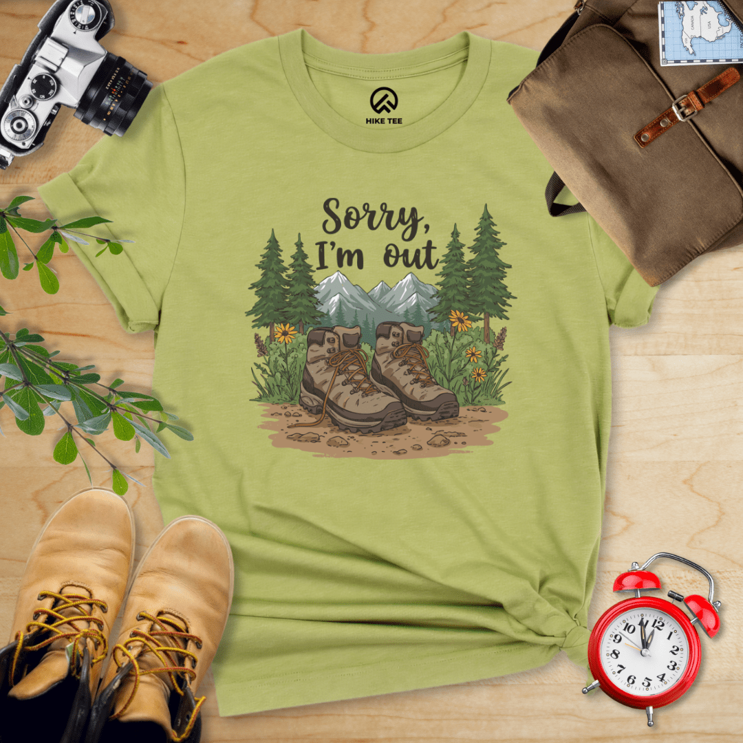 Hike Tee T-Shirt Heather Green / S Sorry, I'm Out Hiking Shirt