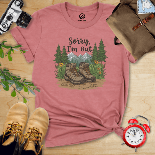 Hike Tee T-Shirt Heather Mauve / S Sorry, I'm Out Hiking Shirt