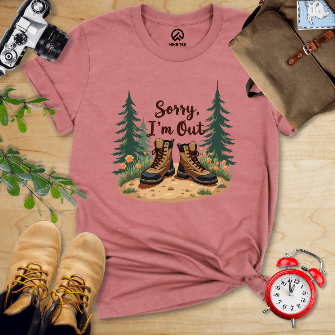 Hike Tee T-Shirt Heather Mauve / S Sorry, I'm Out Hiking Shirt