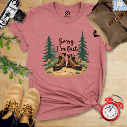 Hike Tee T-Shirt Heather Mauve / S Sorry, I'm Out Hiking Shirt