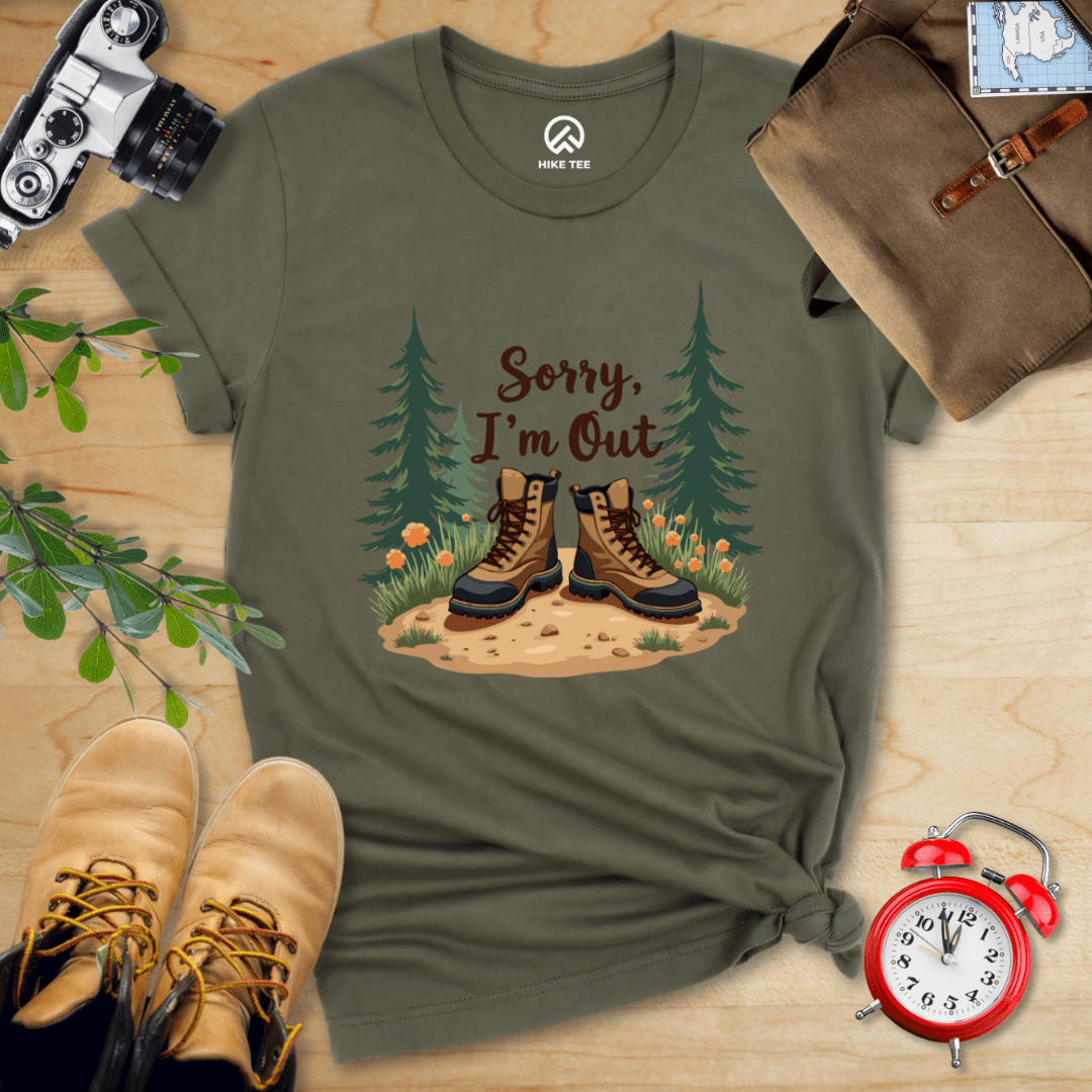 Hike Tee T-Shirt Military Green / S Sorry, I'm Out Hiking Shirt