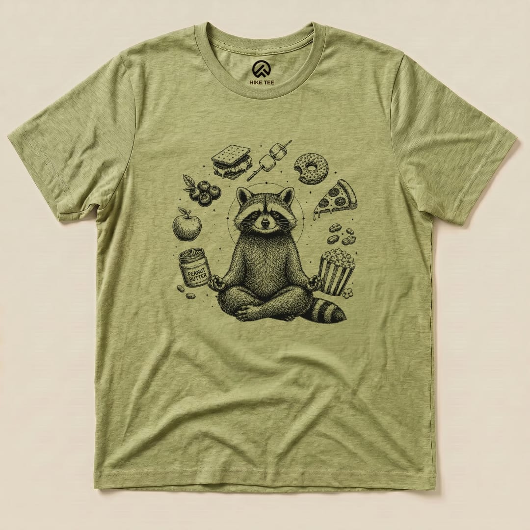 Spiritual Raccoon Shirt Hike Tee T-Shirt Heather Green / S