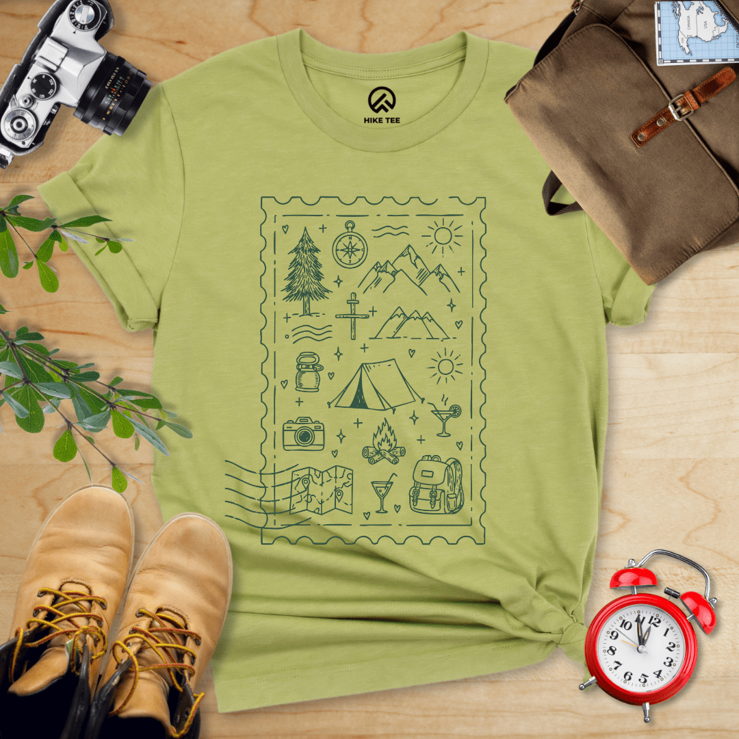 Hike Tee T-Shirt Heather Green / S Stamp Camping Shirt