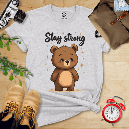 Hike Tee T-Shirt Athletic Heather / S Stay Strong Cute Bear Shirt