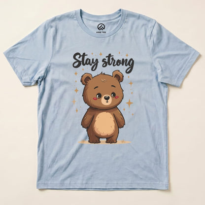 Stay Strong Cute Bear Shirt Hike Tee T-Shirt Baby Blue / S