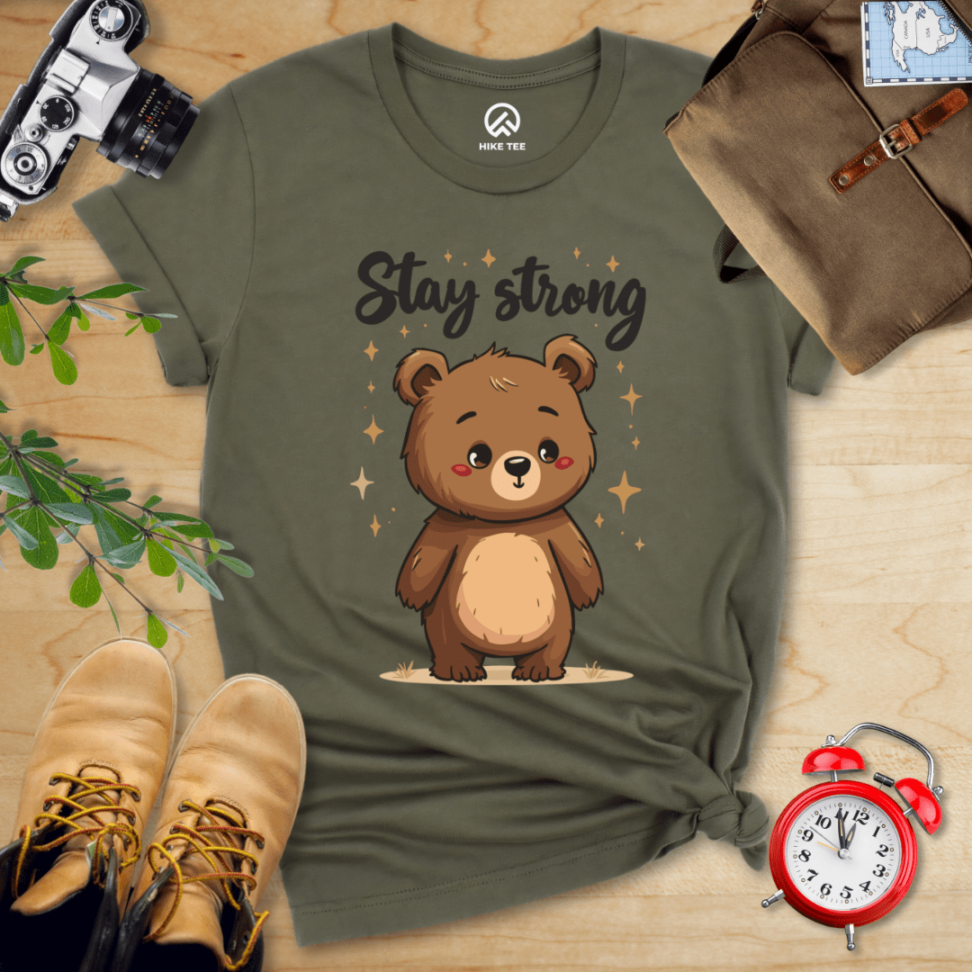 Hike Tee T-Shirt Military Green / S Stay Strong Cute Bear Shirt